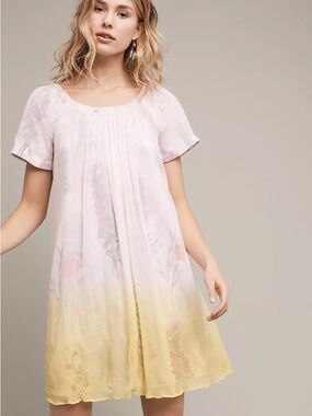 Anthropologie HD Paris Dipped Chroma Swing Ombre Floral Shift Dress 4